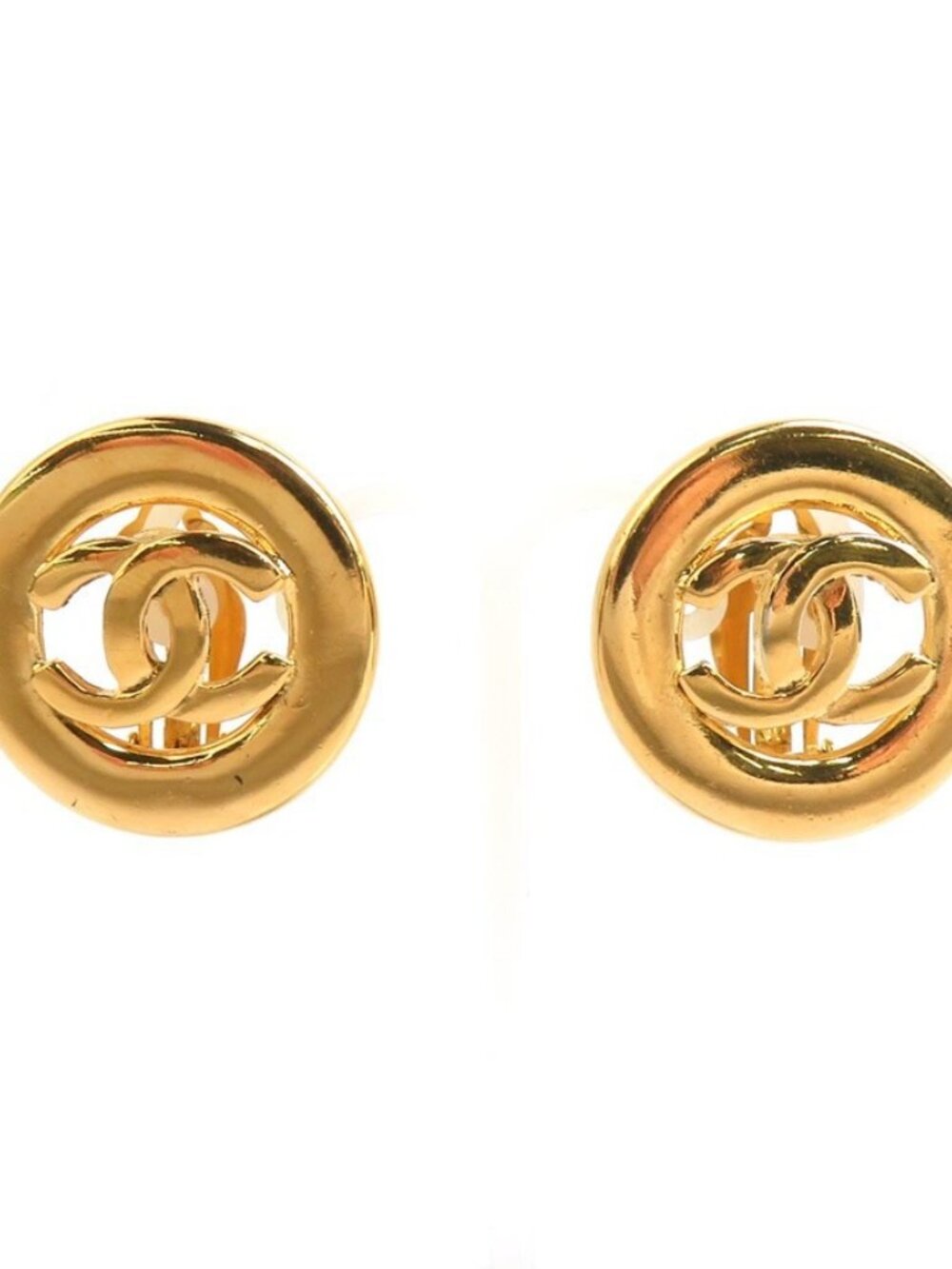 CHANEL CC Logo Clip on Earrings Gold Metal